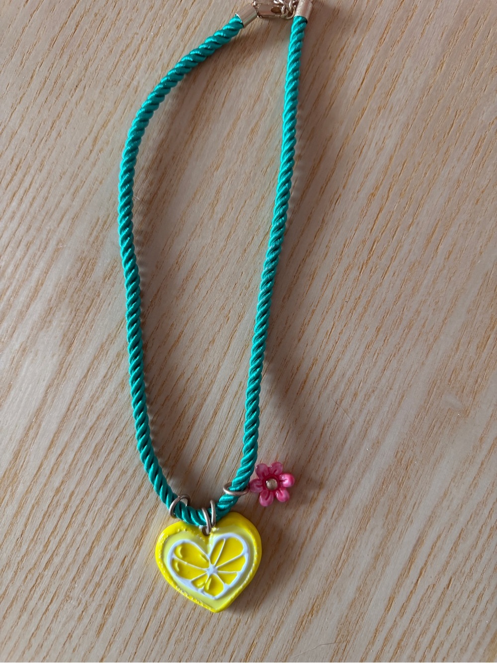 Women’s Layered  Colorful Charm Necklace Set - Teal, Yellow & Pink - Picture 2 of 5